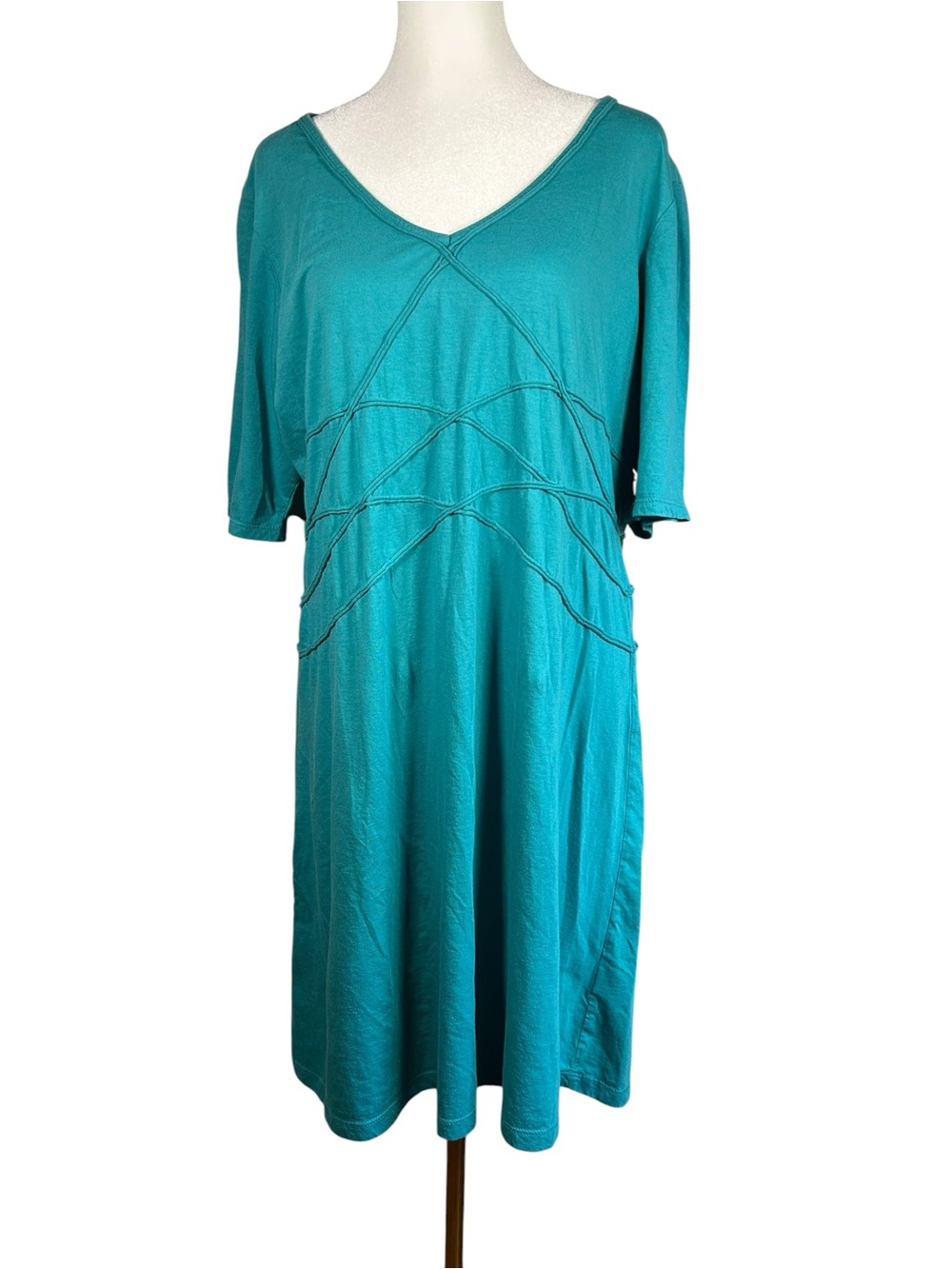 Aventura Teal V-Neck Midi Dress